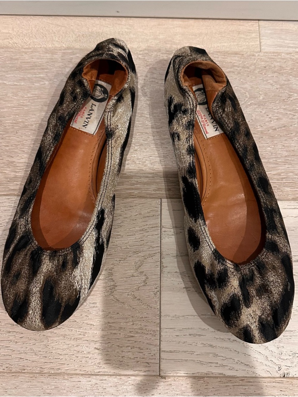 Lanvin Leopard-Print Ballet Flats in Brown and Black
